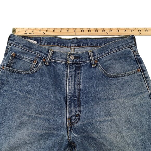 Levis 550 Mens DistressedRipped Jeans Straight Blue Denim 36 X 30 Medium Wash - Picture 8 of 16